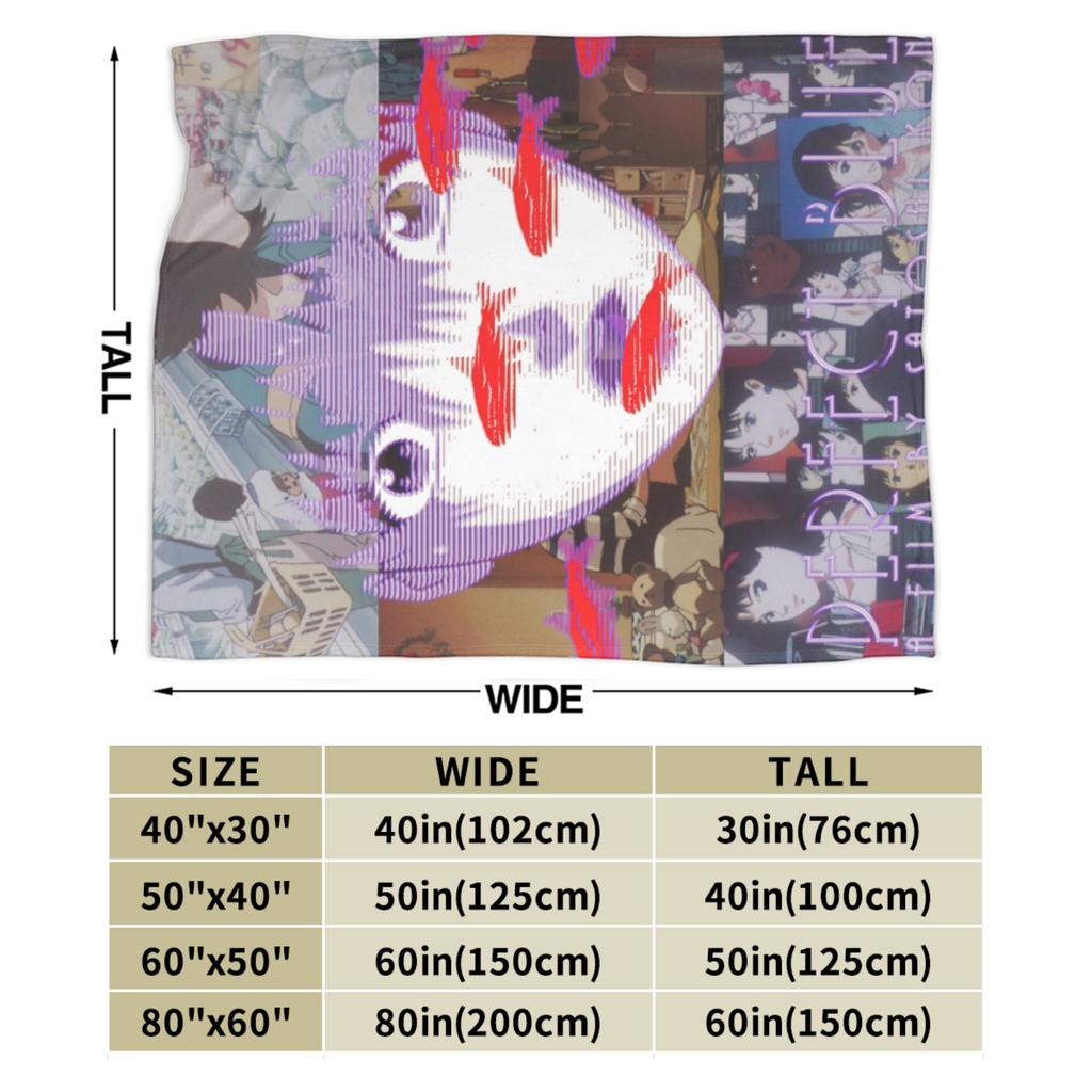 Perfect Blue Satoshi Kon Animated Film Collage Blanket Fleece Printed Anime Ultra-Soft Throw Blanket for Bed Office Bedspreads