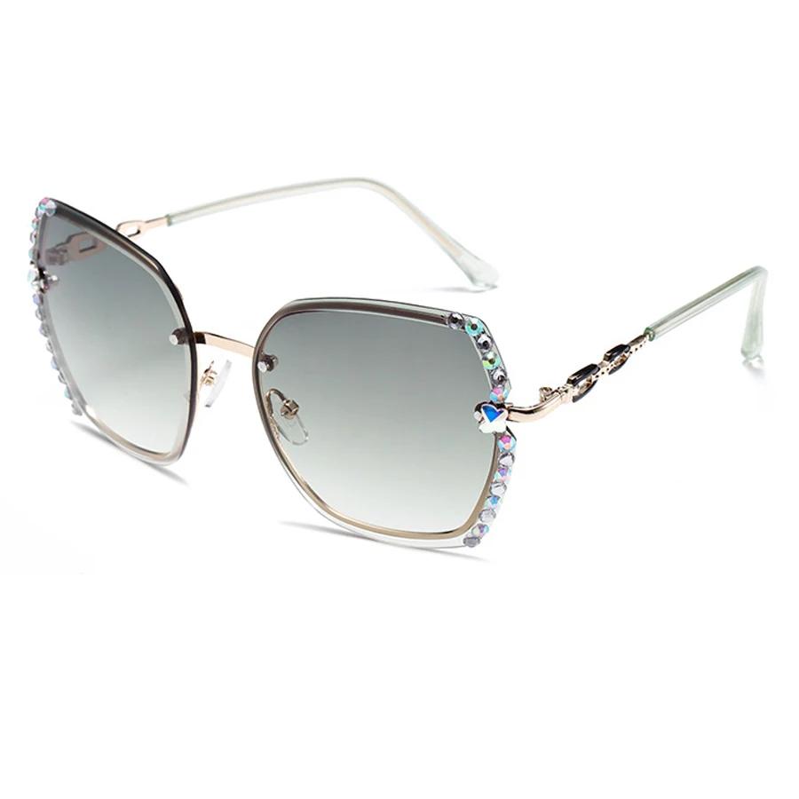 Newest Rimless Rhinestone Sunglasses Luxury Brand Design Women Men Fashion Gradient Lens Sun Glasses Shades For Female