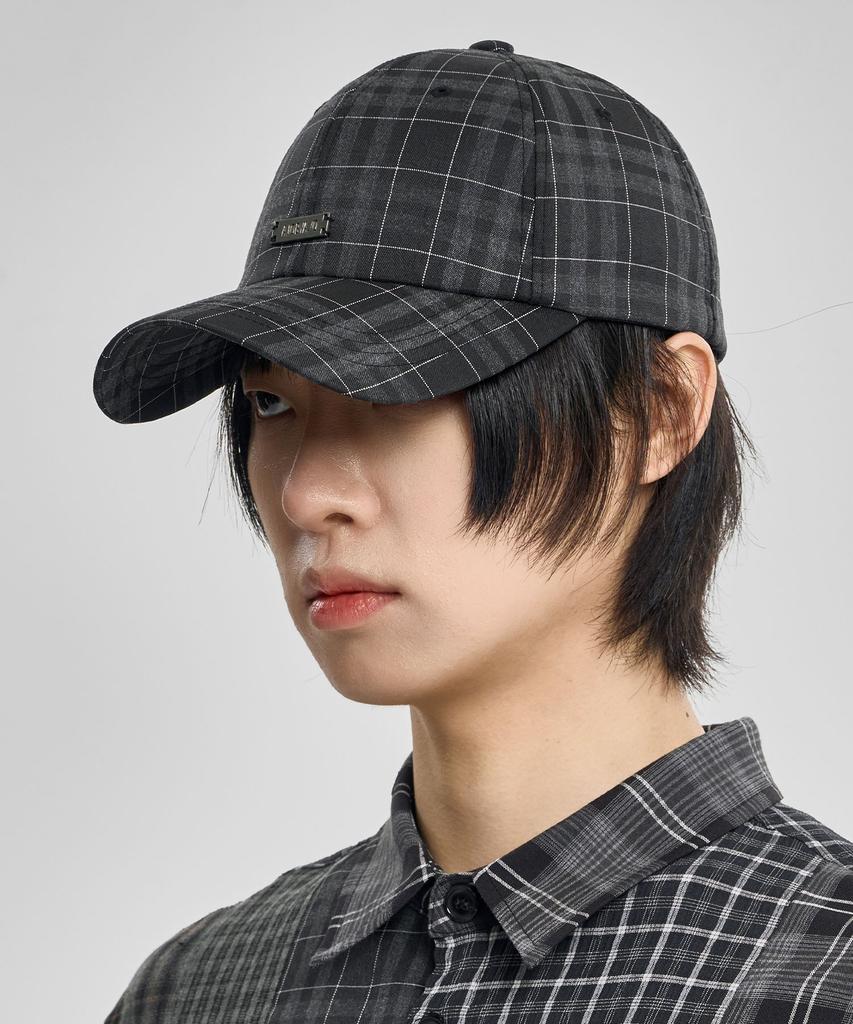 AJOBYAJO Check Baseball Cap [Black]