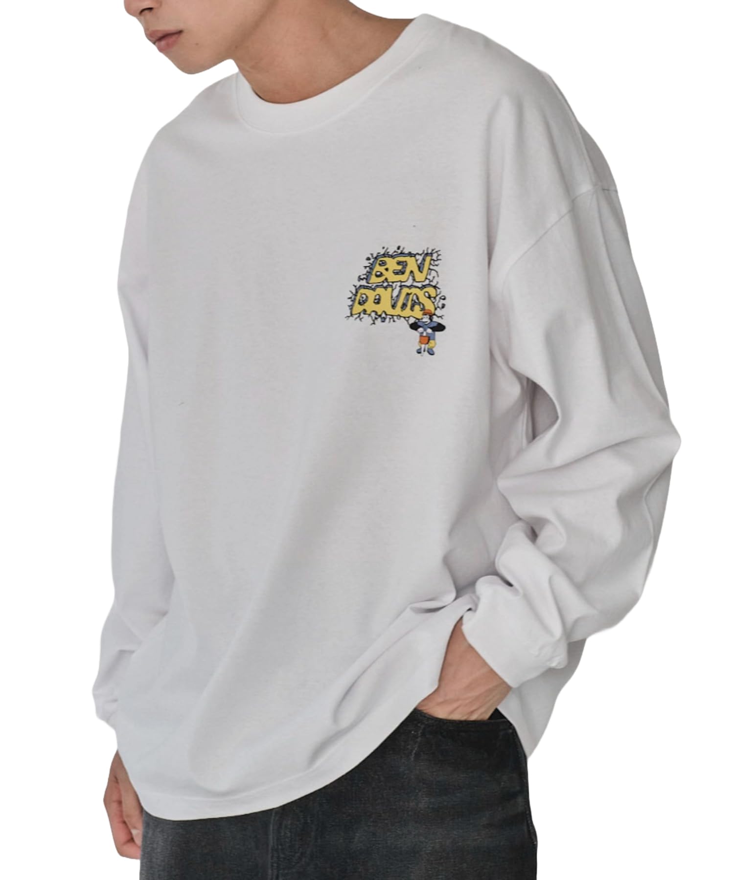 

WEGO Long Sleeve Ben Davis Graphic Size Street Perfect for and Men s Custom-Made T-Shirt, M, White, Unisex, Casual, Style, Spring, Autumn, Winter. белый