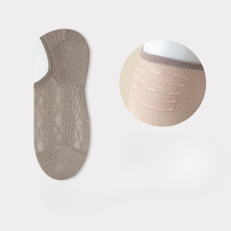 

Женские летние тонкие повседневные однотонные дышащие невидимые силиконовые нескользящие носки-лодочки 1 pair кофейный