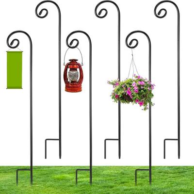 Outdoor Schäferhaken Schwerlast Metall Gartenhaken mit 2-Zinken-Basis Abnehmbarer Schäferhaken für Solarleuchten Pflanzkörbe Laternen Vogelfutterhäuschen