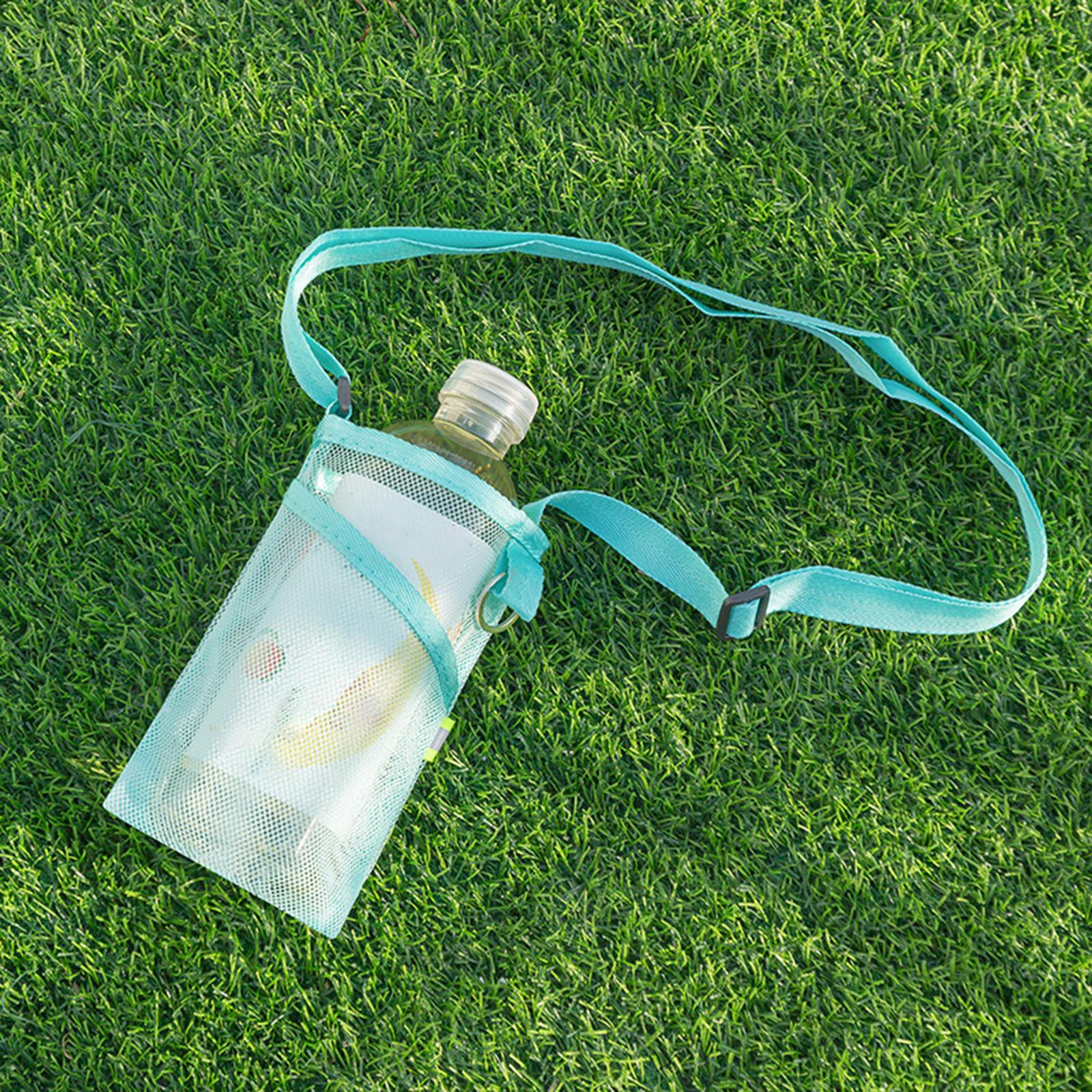 

Water Bottle Holder Mesh Bag with Strap Lightweight Adjustable Shoulder Pouch синій