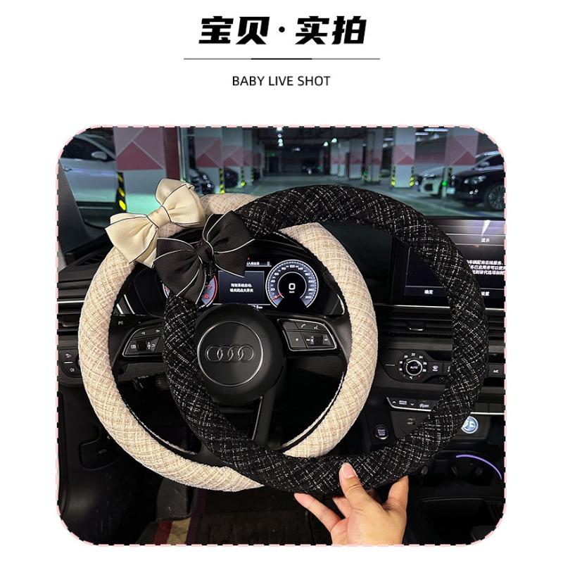 Bow Decor Non Slip Universal Car Steering Wheel Cover Auto Interior Accessory
