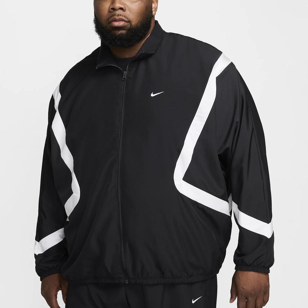 Nike Icon Retro Sports Stand Collar Zipper Design Color Block Logo Print Long Sleeve Jacket Men jackets Black White FZ0248-010