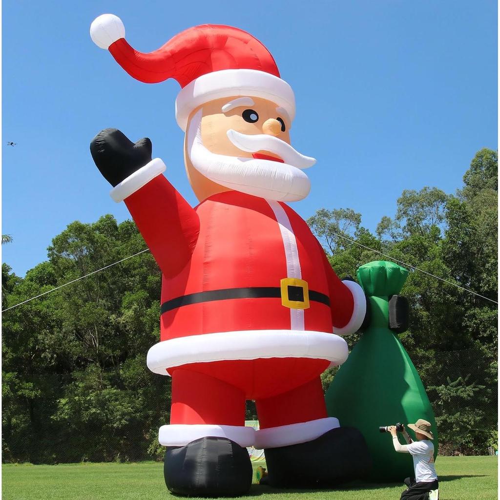 Outdoor Giant Inflatable Santa Claus Outdoor Christmas Decor Xmas Ornament Huge Blow up Santa Claus with Light