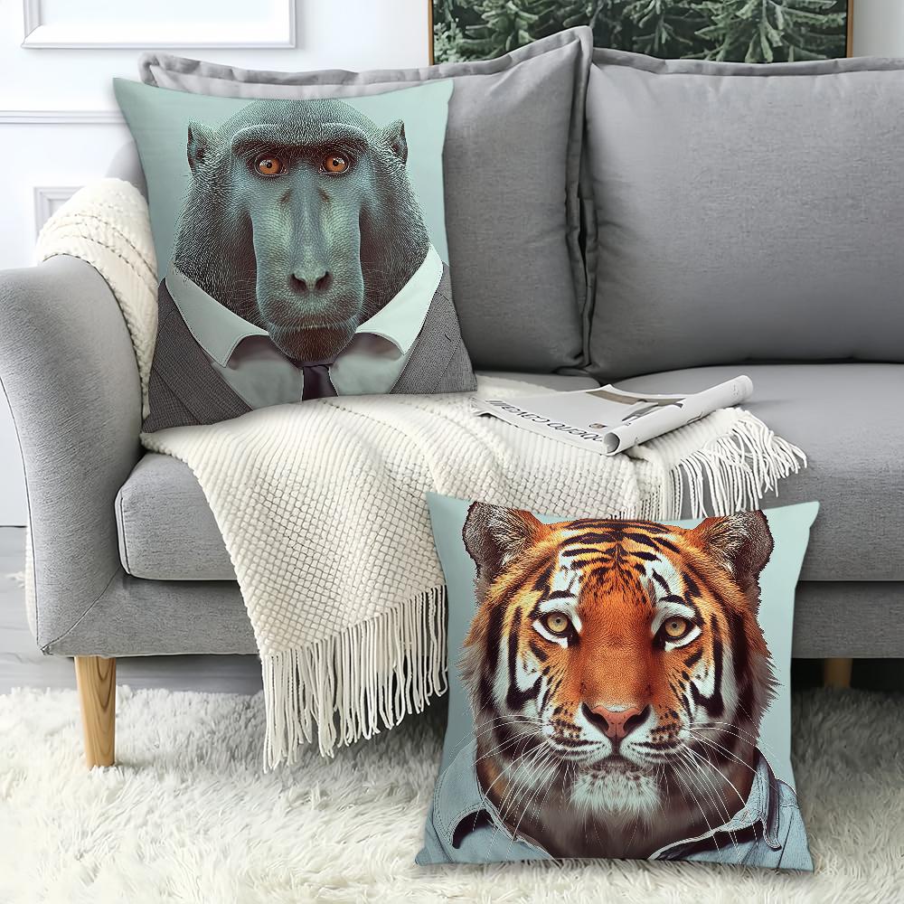 Fashion print  animal portrait  Pillow Case Office Cushions Suitable For Sofa Car Bedroom Decorative Cushion Cover