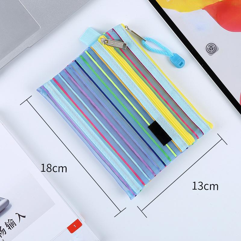 

A6 красочная двухслойная сетчатая сумка для хранения, ежедневная косметичка, косметичка, портативный держатель для карт, органайзер для наушников, портмоне светло-синий