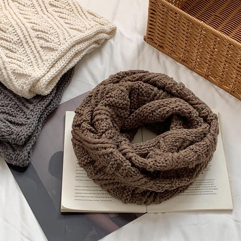 

Unisex Winter Scarf Korean Fashion Style Knit Polyester Warm Neck Warmer Solid Color Cold Weather Accessory Multi Colors кавовий