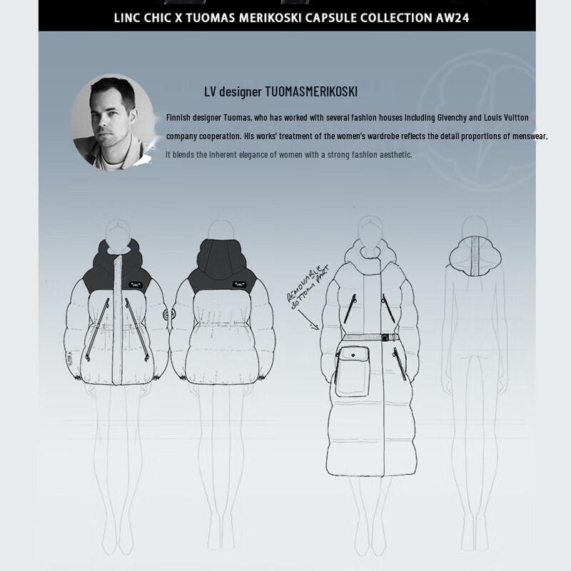 Jinyujie 2024 Winter Women's Long Goose Down Jacket with Waist Tie