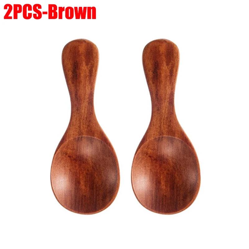 1-10Pcs Mini Wooden Spoons Small Kitchen Spice Condiment Spoon Sugar Tea Coffee Scoop Short Handle Wood Kids Spoon Kitchen Gadge