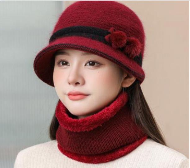 

Мягкая и теплая вязаная шапка из кроличьего меха, женская, для мамы, от холода, шарф, шерстяная шапка, для пожилой бабушки, шляпа-тазик, тренд separate hat