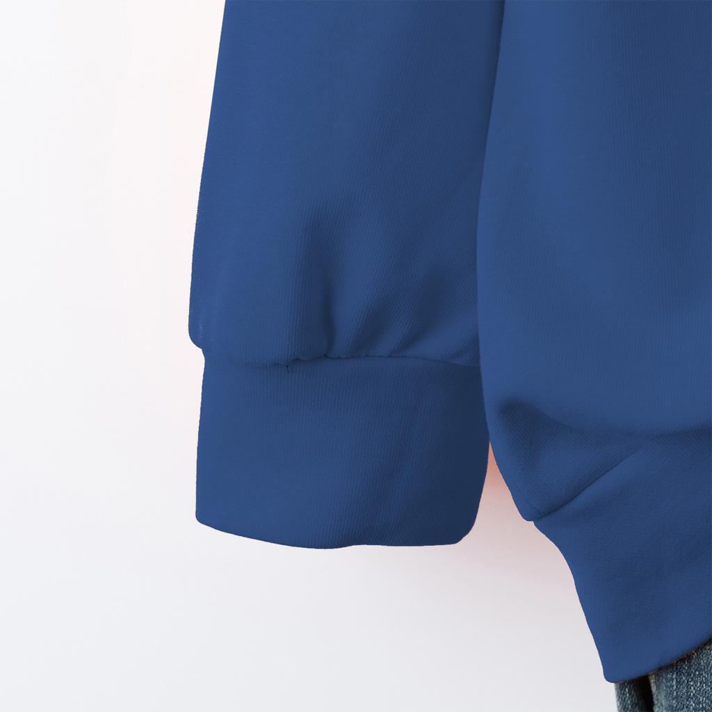 Women's Fashionable Solid Color Round Neck Long Sleeved Sports Casual Pullover Sweatshirt Top