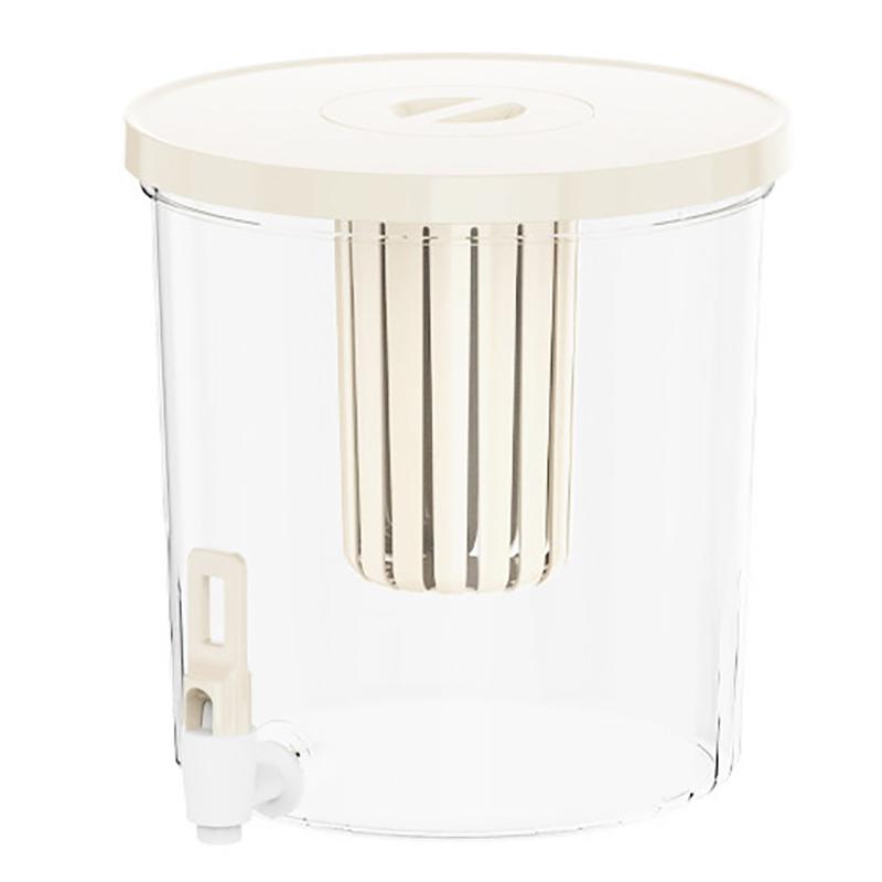 

Пластиковая бутылка для холодной воды для холодильника 4,5 л с фильтром и краном для легкого налива для кухни, дома, кемпинга, кувшин для прохладной воды, ведро round бежевый