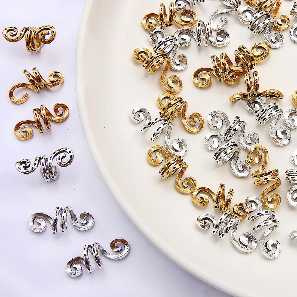 24Pcs Dread Locks Dreadlocks Beads Viking Spiral Hair Braid Tubes Hollow Out Hair Ring  Hair Jewelry
