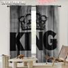 Set Of 2 Spring Summer Curtains King Crown Word Art Digital Print Drapes Versatile Polyester Decorations Home Ldeal Living Curtain