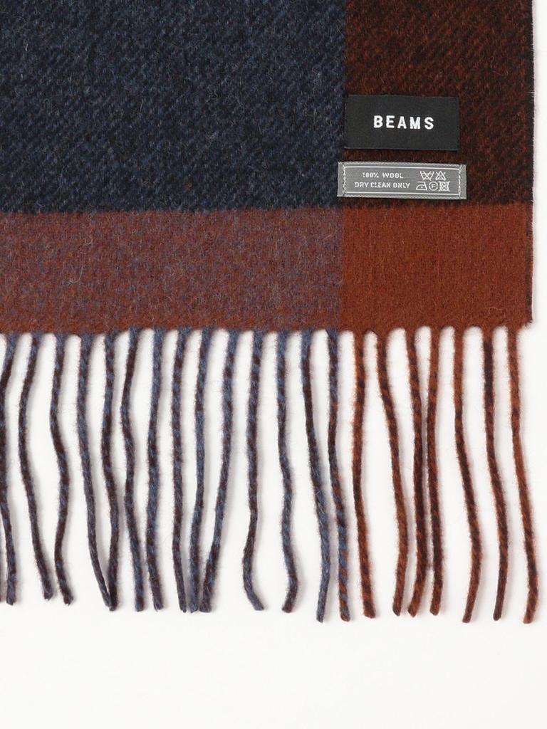 Beams Panel Check Reversible Scarf in x Free Size Men's D.BROWN BLUE,