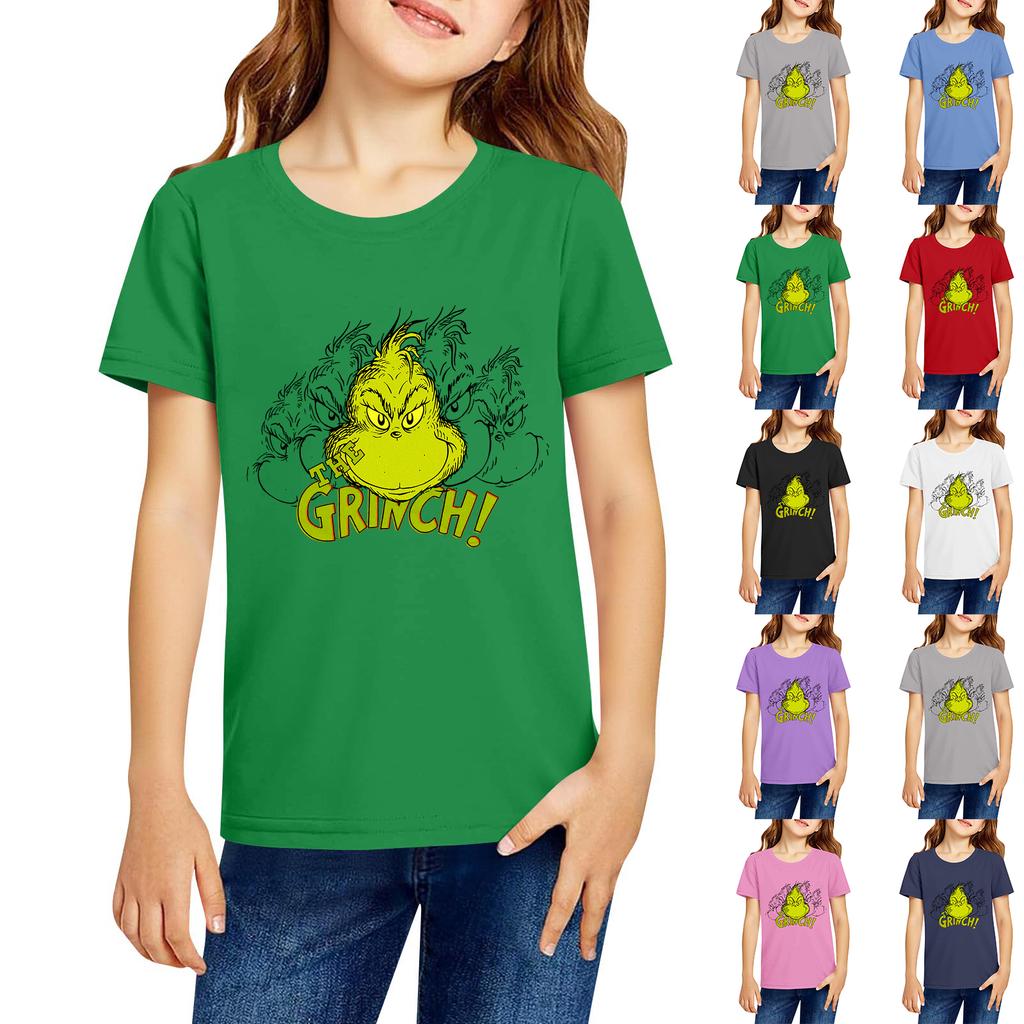 Fashionable Round Neck Short Sleeve Work Clothes Printed Tops For KID Summer Tops