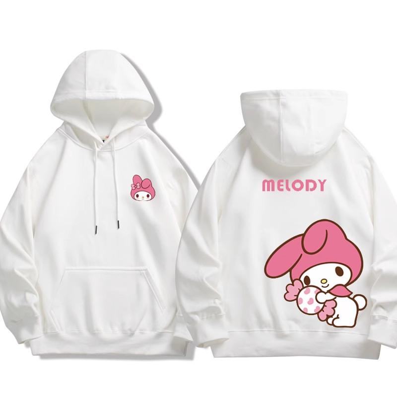 The Spring and Autumn Melody and Kuromi Cartoon Anime Periphery Girl's Hoodie Sweet and Lovely Parent Child Pullover