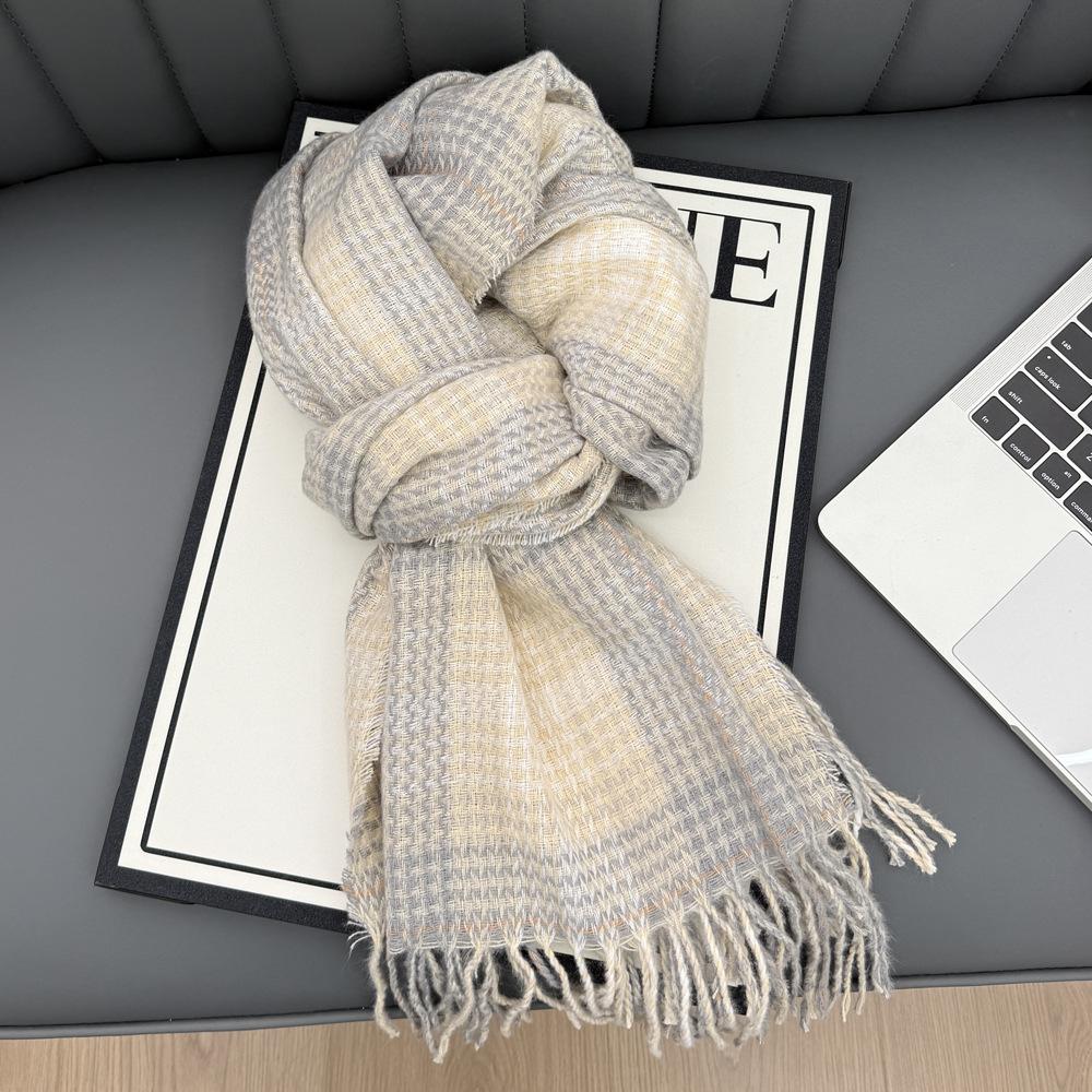 New Korean Atmosphere Premium Plaid Scarf Female Autumn and Winter Student Couple Warm Scarf Male