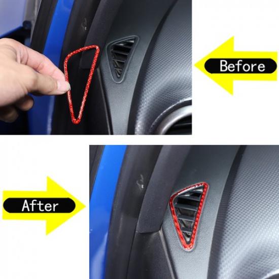 Red Carbon Fiber Dashboard Side Air Vent Trim Sticker For Seat Leon 2008-12