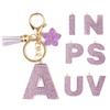 Flash Powder 26 English letters, diy, Resin keychain, purple flower, pendant, bag pendant, keychain, Christmas gift, Stocking stuffers