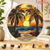 2D Flat, 2D Flat Acrylic Puzzle Sun Catcher, Sunset Coconut Tree Beach Themed Sun Catcher Puzzle, Home and Garden Decoration, Suitable As a Gift for C