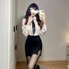 OL Secretary Cosplay Sexy Erotic Extreme Female Teacher Teacher Costume Suit Mini Skirt Ladies Temptation Costume 5 Piece Set [Sexyhot] See-Through