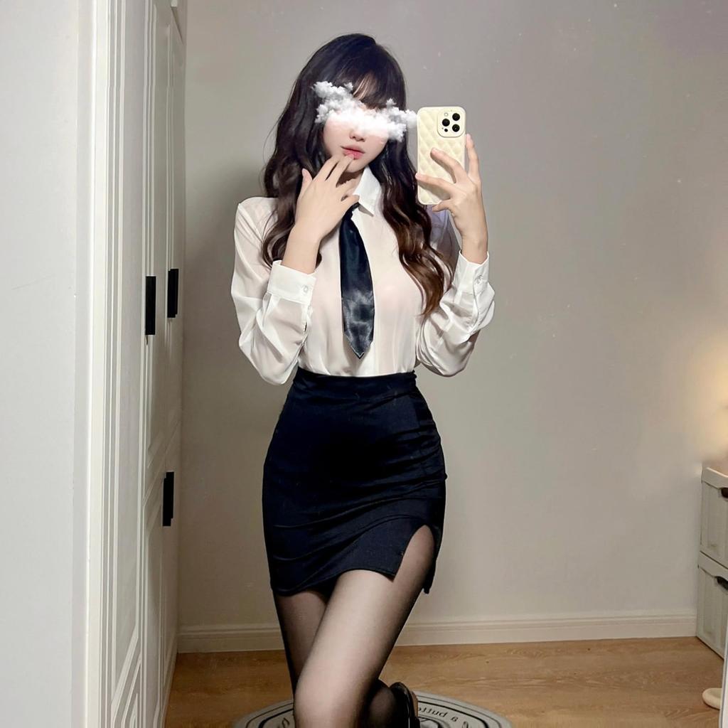 OL Secretary Cosplay Sexy Erotic Extreme Female Teacher Teacher Costume Suit Mini Skirt Ladies Temptation Costume 5 Piece Set [Sexyhot] See-Through