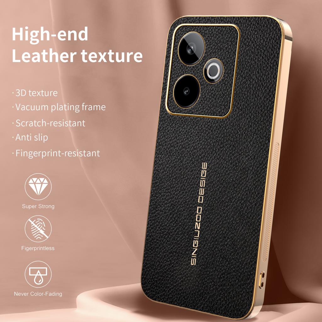 For OPPO Realme GT 7 7 Pro Premium Electroplated Lychee-textured Phone Case That’s Shockproof and Fingerprint-resistant