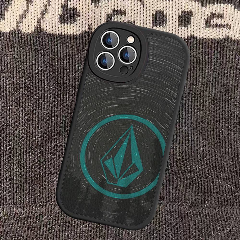 V-Volcom LOGO Mode Für IPhone 16 15 14 13 12 11 Pro Max Plus Leder Handyhülle