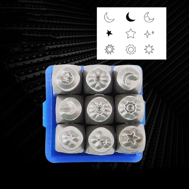 9 Stück Lederstempelwerkzeug 3mm Stahl Mond Stern Sonne Stanzen Lederstempler Prägewerkzeug Für Handwerk Schmuckherstellung