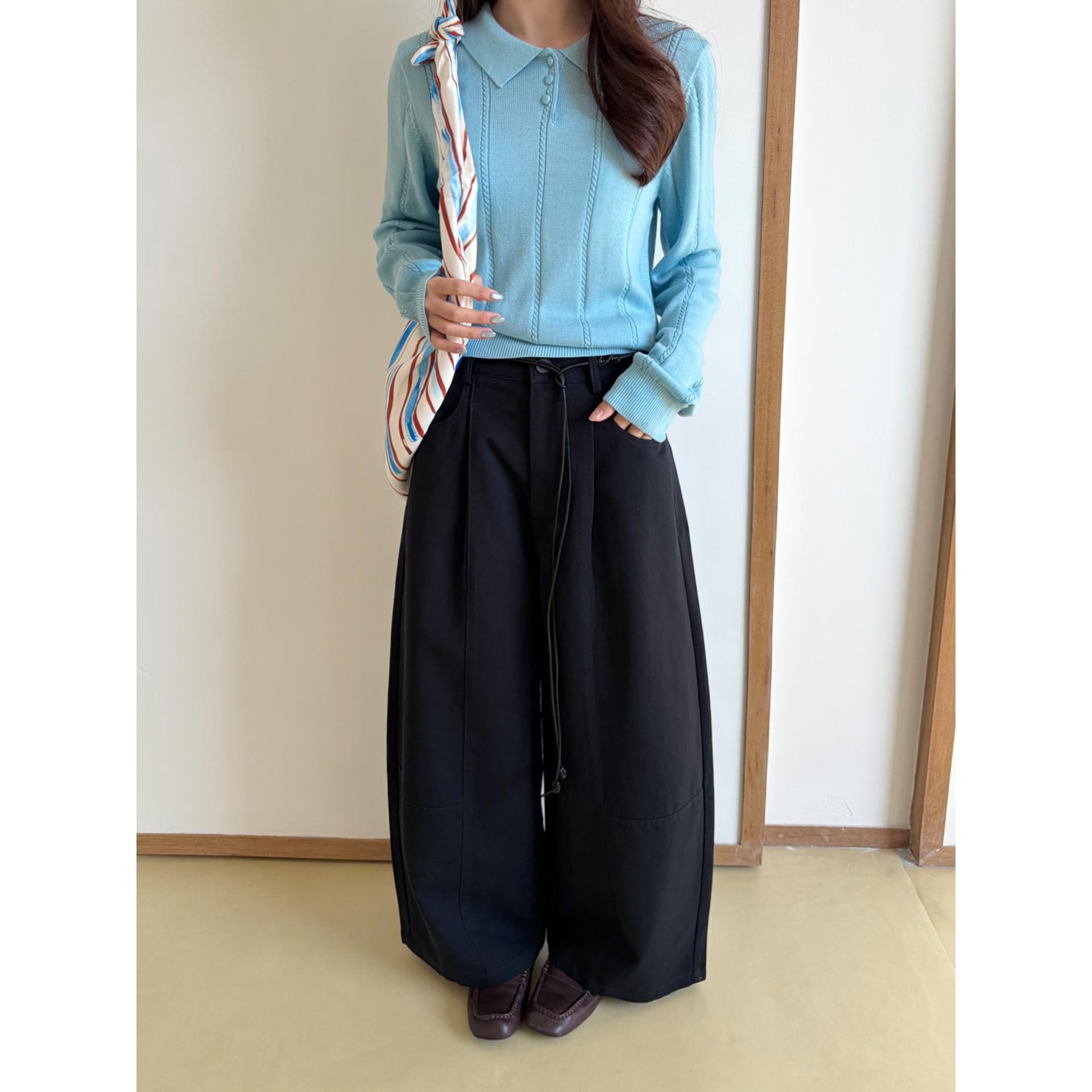 

ICC Seven Colors Loose Tone Curved Leg Women s Slimming Casual Pants with Center Seam Split - Spring Collection 1625A Extra Large