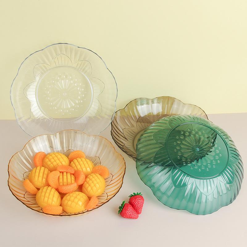 Light Luxury Style PET Fruit Plate Home Living Room Coffee Table Fruit Plate High-end Flower-shaped Dried Fruit Plate Candy Box Plate