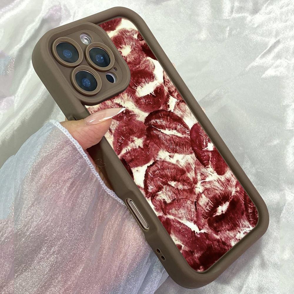 JT1 Abstract Artwork with Red Lips Phone for for iPhone 17 16 Pro Max Samsung S26 Ultra  A17 A26 A07 Xiaomi Redmi Note 14 Pro Plus Soft TPU Case Cover