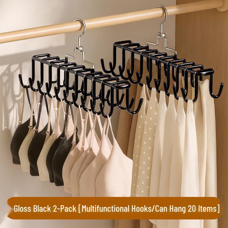 Dual-Sided Multi-Layer Clothes and Underwear Rack with Double-Row Hooks