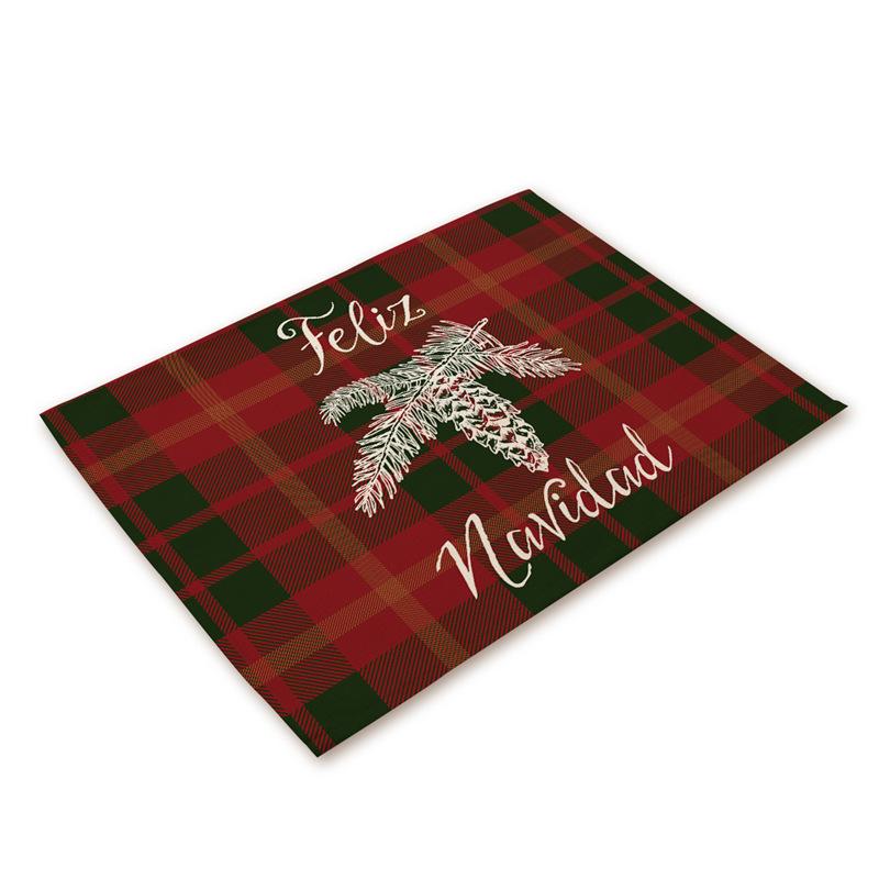 Western Style Stain-Proof Linen Placemat - Heat-Insulating and Decorative Christmas Table Mat
