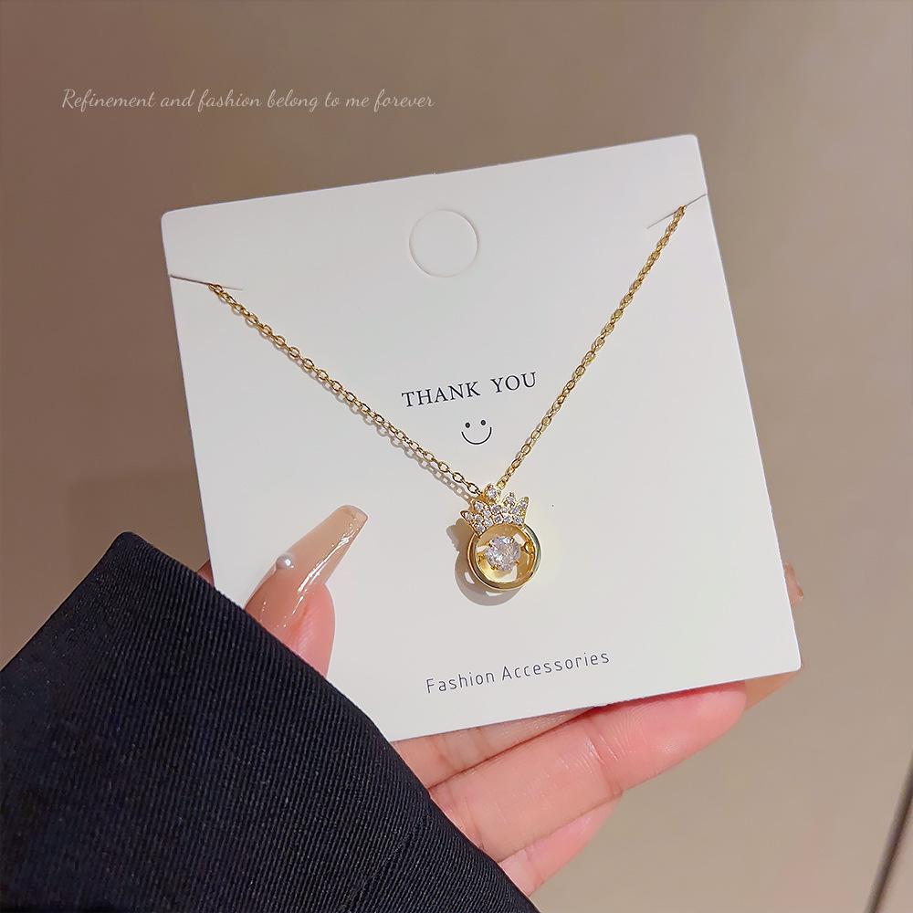 Trendy Titanium Steel Crown Pendant Necklace – Women's Light Luxury Korean Clavicle Chain