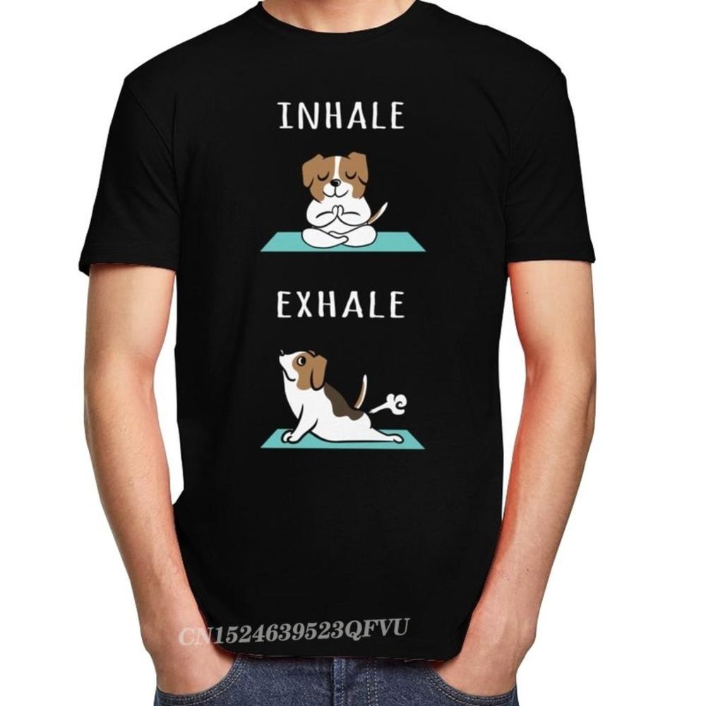 Funny Jack Russell Terrier Men Cotton Leisure Japan Dog TShirt Fashion Camisas Men Yoga Inhale Exhale Harajuku Shirt Gift