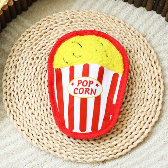 Interactive Pet Toys Thickened Oxford Cloth Bite Resistant Squeaky Dog Chew Toys with Sound Food Shapes Burger Pizza Popcorn for Teeth Cleaning Play