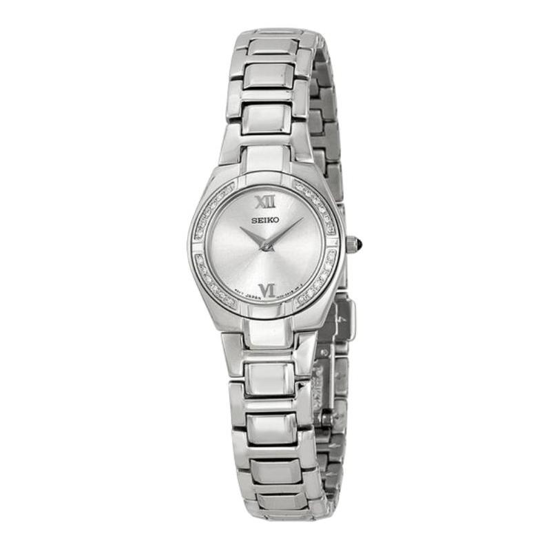 

SEIKO 30 meters waterproof Quartz Steel Strap 22.5mm women s watch silver dial SUJF09