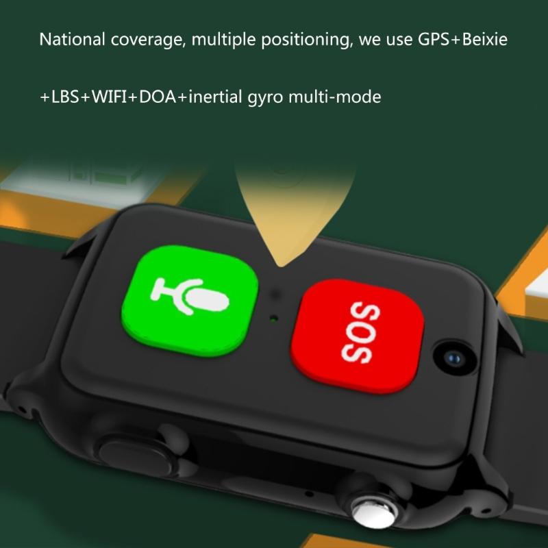 4G Smartwatch Big Button Large Volume Blood Pressure Heart Rate Temperature Monitor Accurate Position Elderly Bracelet