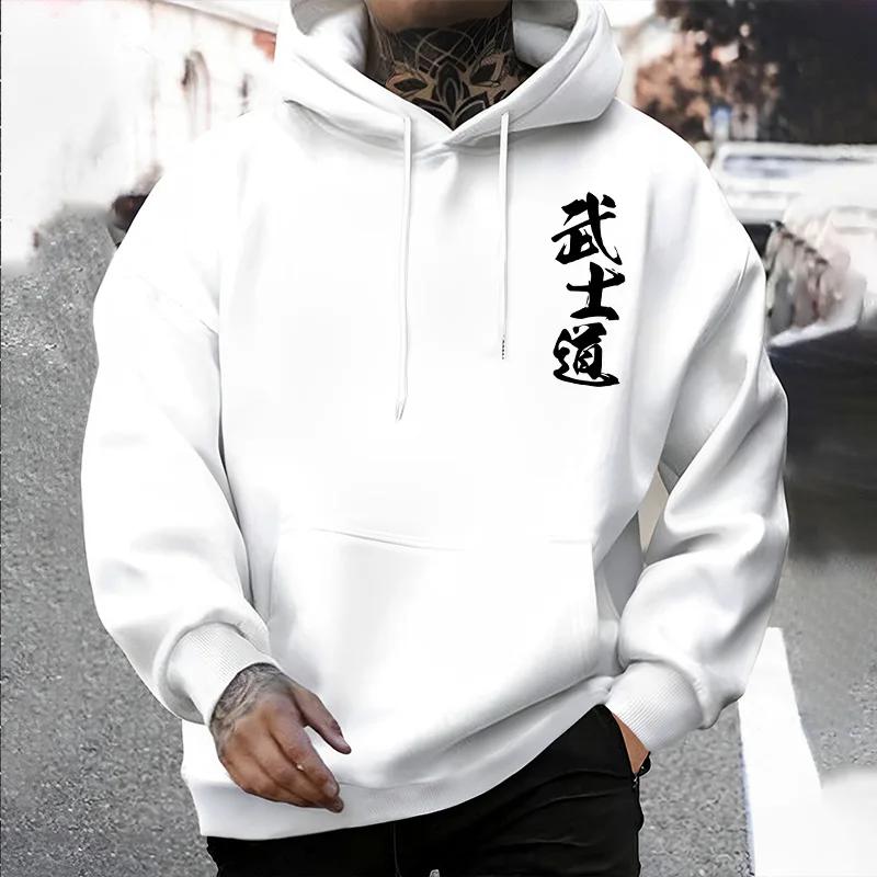 Japan Bushido Print Streetwear Hoodies 2025 Urban Fashion Hooded Sweatshirt Male Trendy Casual Autumn Winter Hoody Men's Clothes