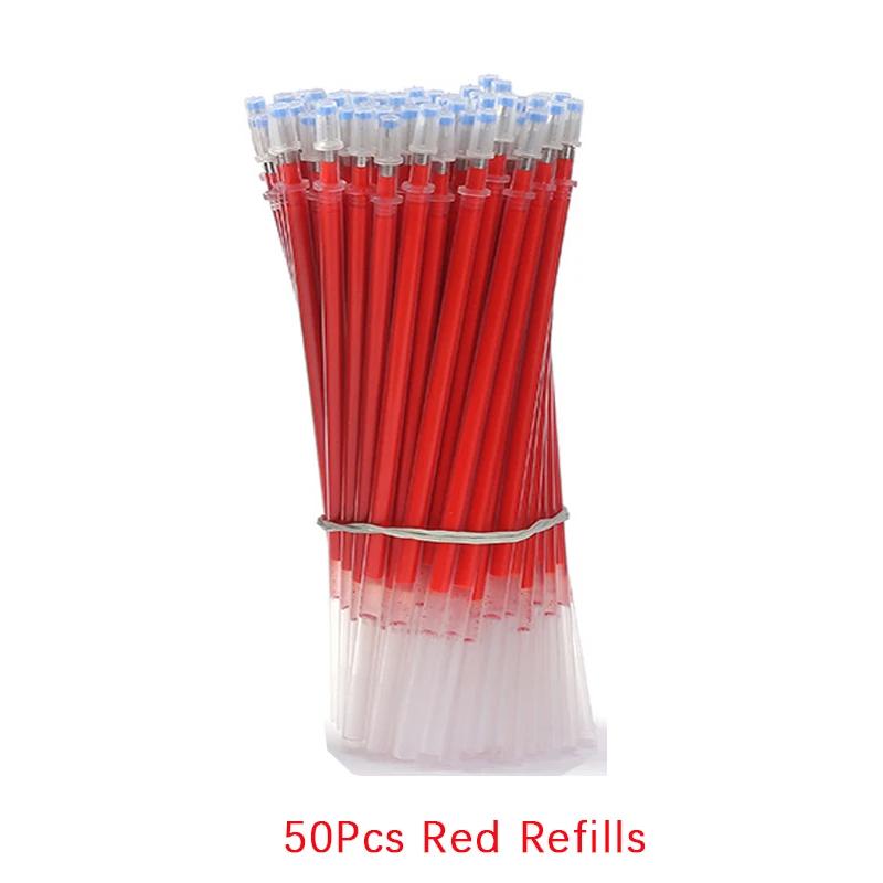 54pcs/set 0.35mm Gel Pens Office School Exam Sign Ballpoint Pen Blue Red Black Ink Replaceable Pen Refill Rods Kawaii Stationery