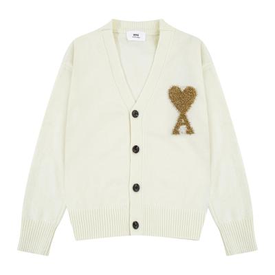 AMI Nieuwe Herfst en Winter Zilveren Liefde Alpaca Wol Mix Zacht en Plakkerig Koppel Vest Gebreide Trui