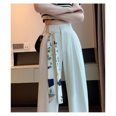 New Spring and Summer Narrow Version Wide-leg Pants for Women Straight High Waist Drape, Slim and Loose Casual Floor Pants Belt