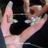 Bracelet jonc ouvert feuille de diamant étincelant – Bijou haut de gamme, polyvalent, tendance pour femmes
