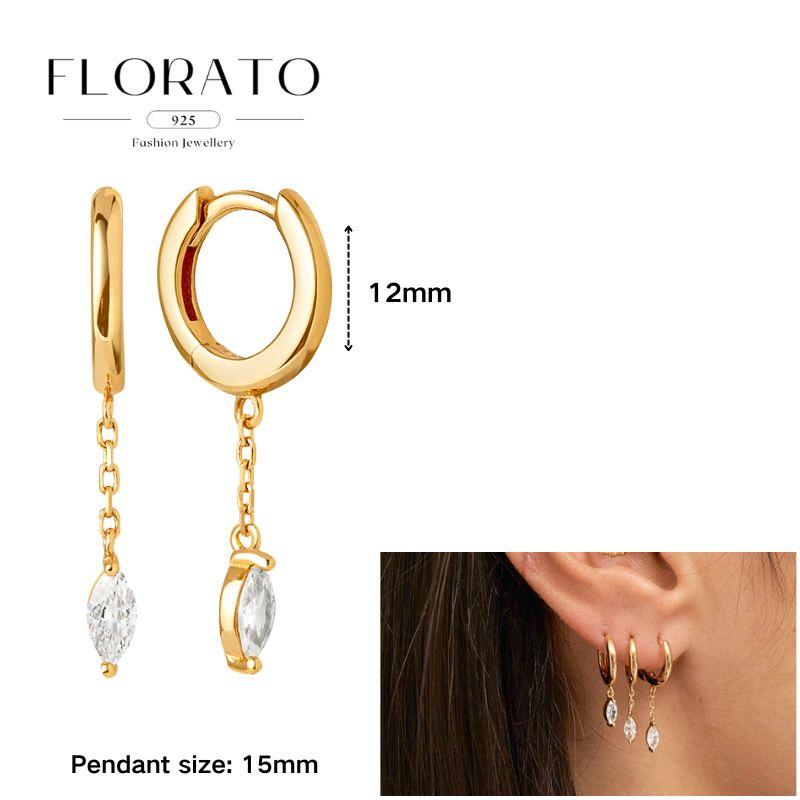 Evil Eye 925 Silver Ear Needle Exquisite Shell Zircon Retro Geometric Pendant Earrings for Women Fashion Party Jewelry