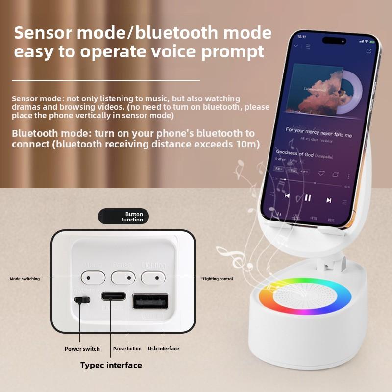 Mobile Phone Holder Speaker Bluetooth Speaker Mobile Phone Induction Mode Mini Portable Ambient Light Stereo
