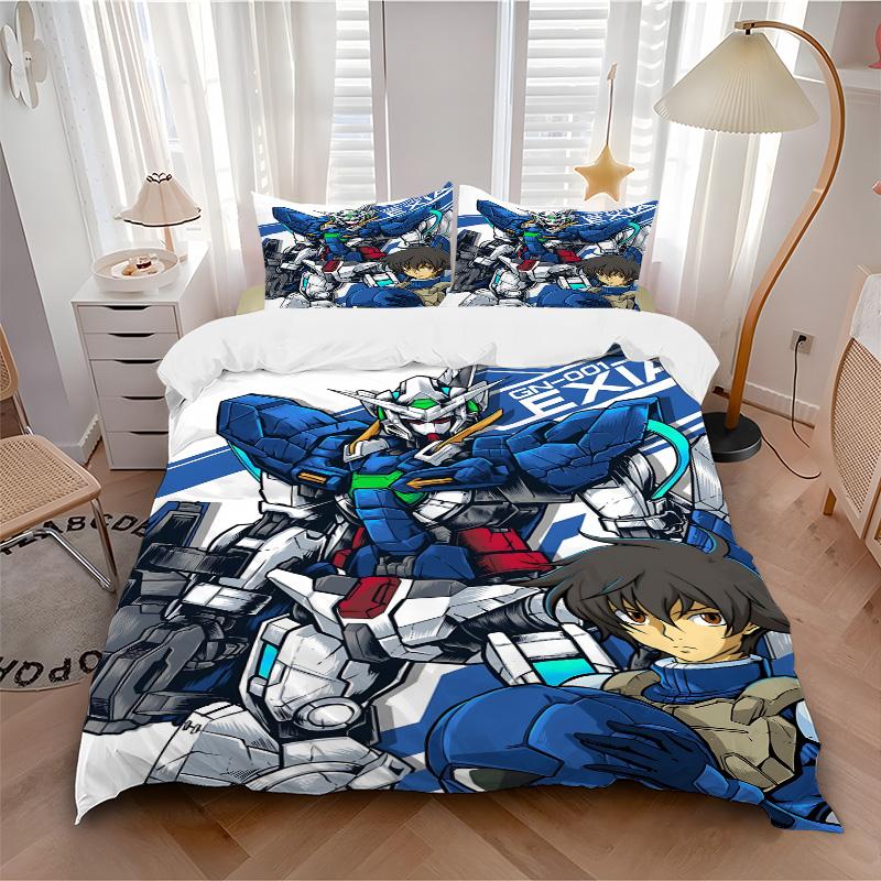 Mobile Suit Adventure Print 3Pcs Bedding Setduvet Cover With 2 Bedropillowcase Home Birthday Gift